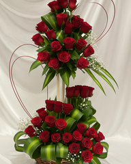 Red Rose Grand Double-Tier Basket