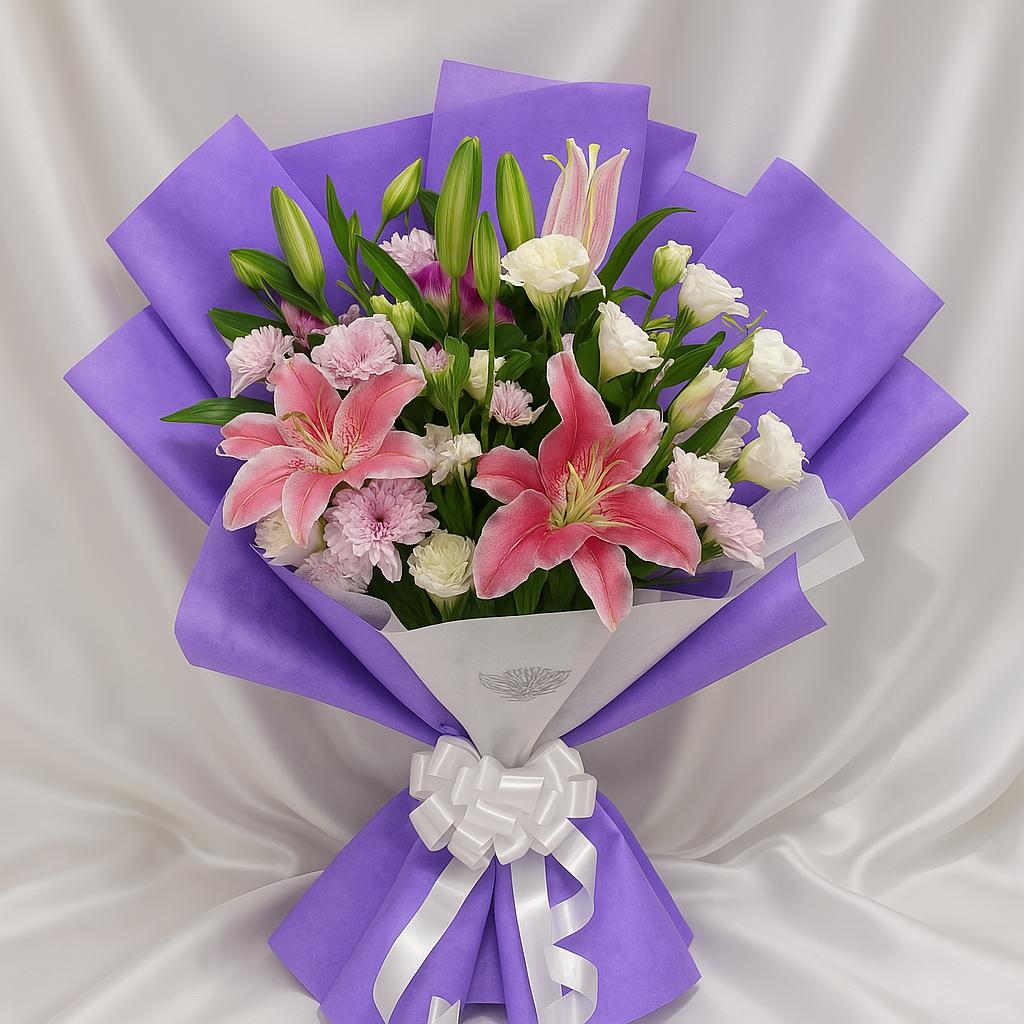 Purple Charm Lily & Rose Bouquet
