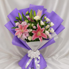 Purple Charm Lily & Rose Bouquet