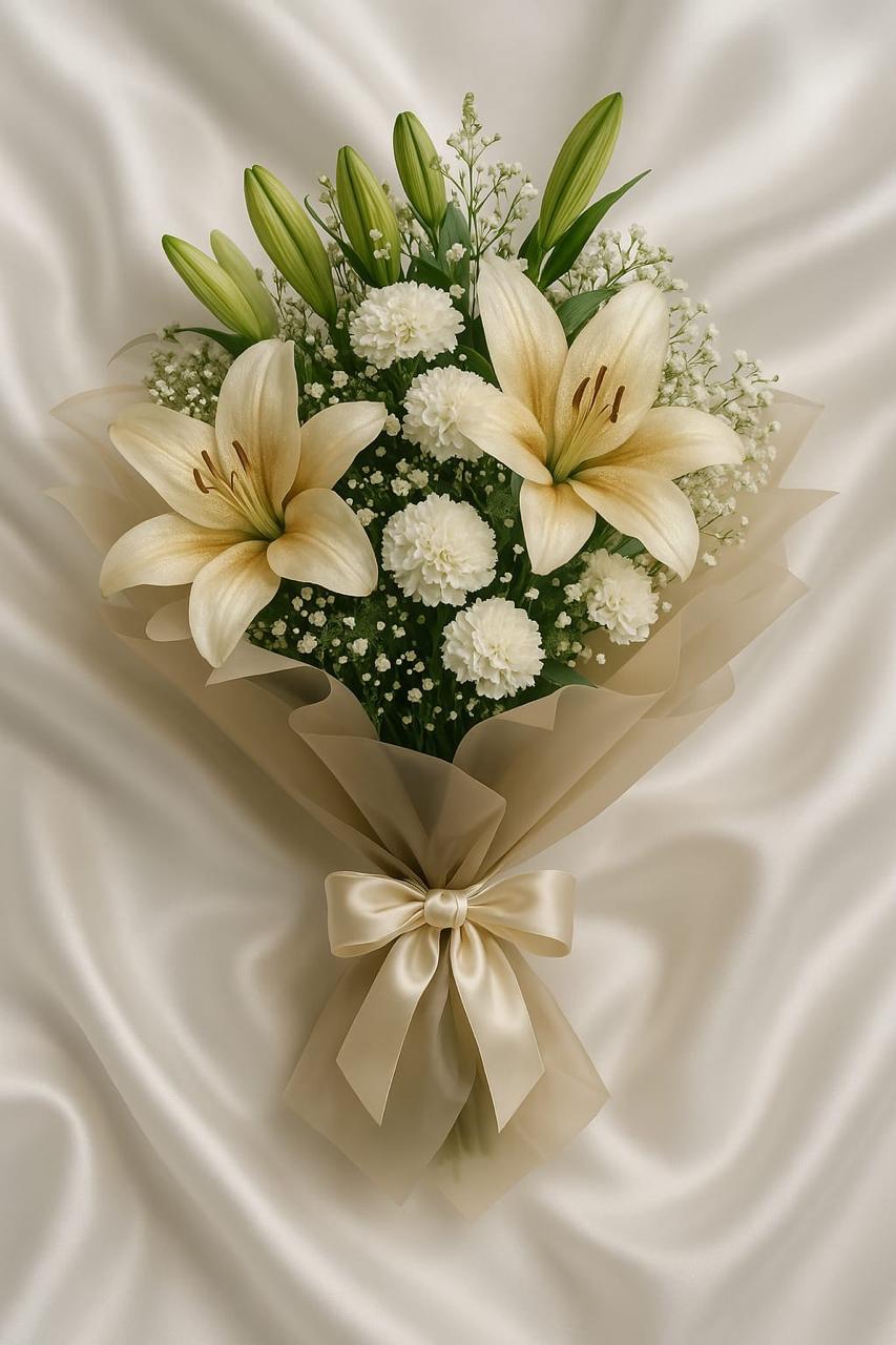 Ivory Elegance Lily and Carnation Bouquet