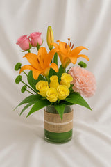 Sunset Harmony – Bright Floral Vase