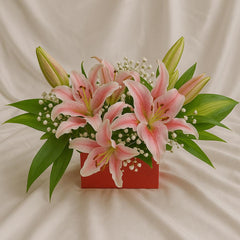 Charming Pink Lily Box Arrangement